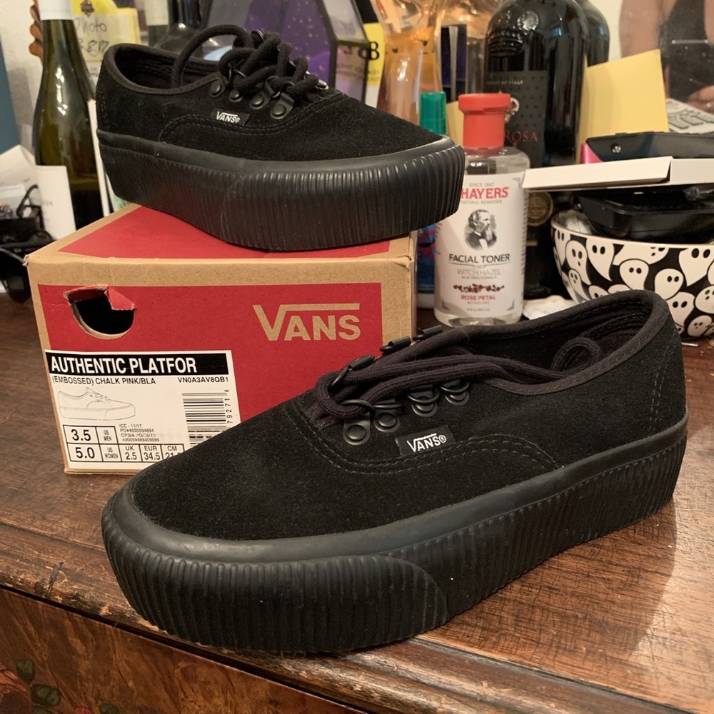 All Black Platform Vans